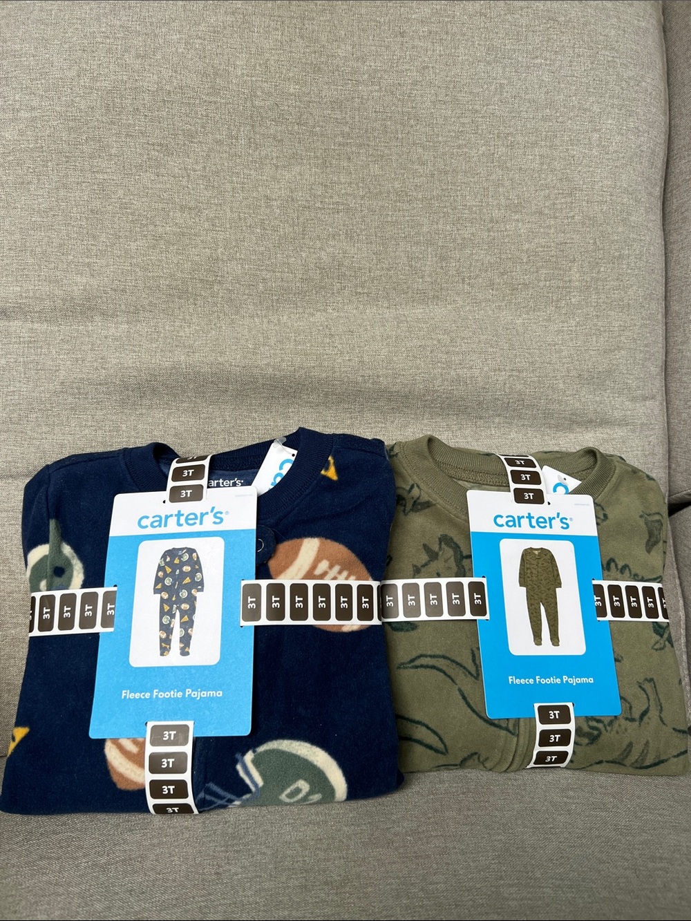 Carter's Fall football 🏈 & Dino Fleece Footie Pajama 2 piece set